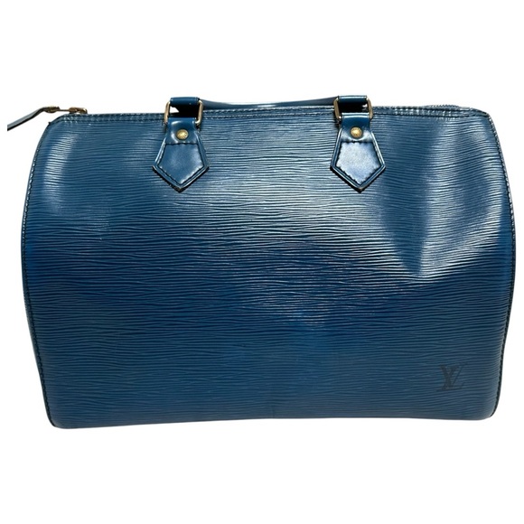 LOUIS VUITTON Speedy 30 Blue Epi Leather Boston Hand Bag Purse - Picture 3 of 15